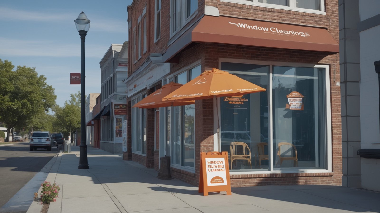 Professional window cleaner washing residential windows in Blaine Minnesota